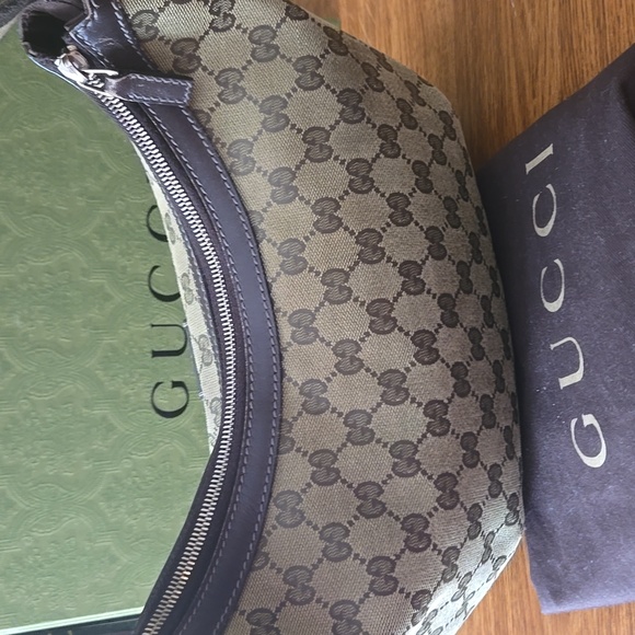 EUC GUCCI GG Logo Canvas Leather Shoulder Saddle Messenger Bag w/ dust bag - Picture 3 of 9